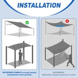 Sunnylaxx Square Awning, 5 x 5 m, Awning, Sun Shade Sail, 156% Sun Shade for Outdoor, Garden, Patio, Swimming Pool