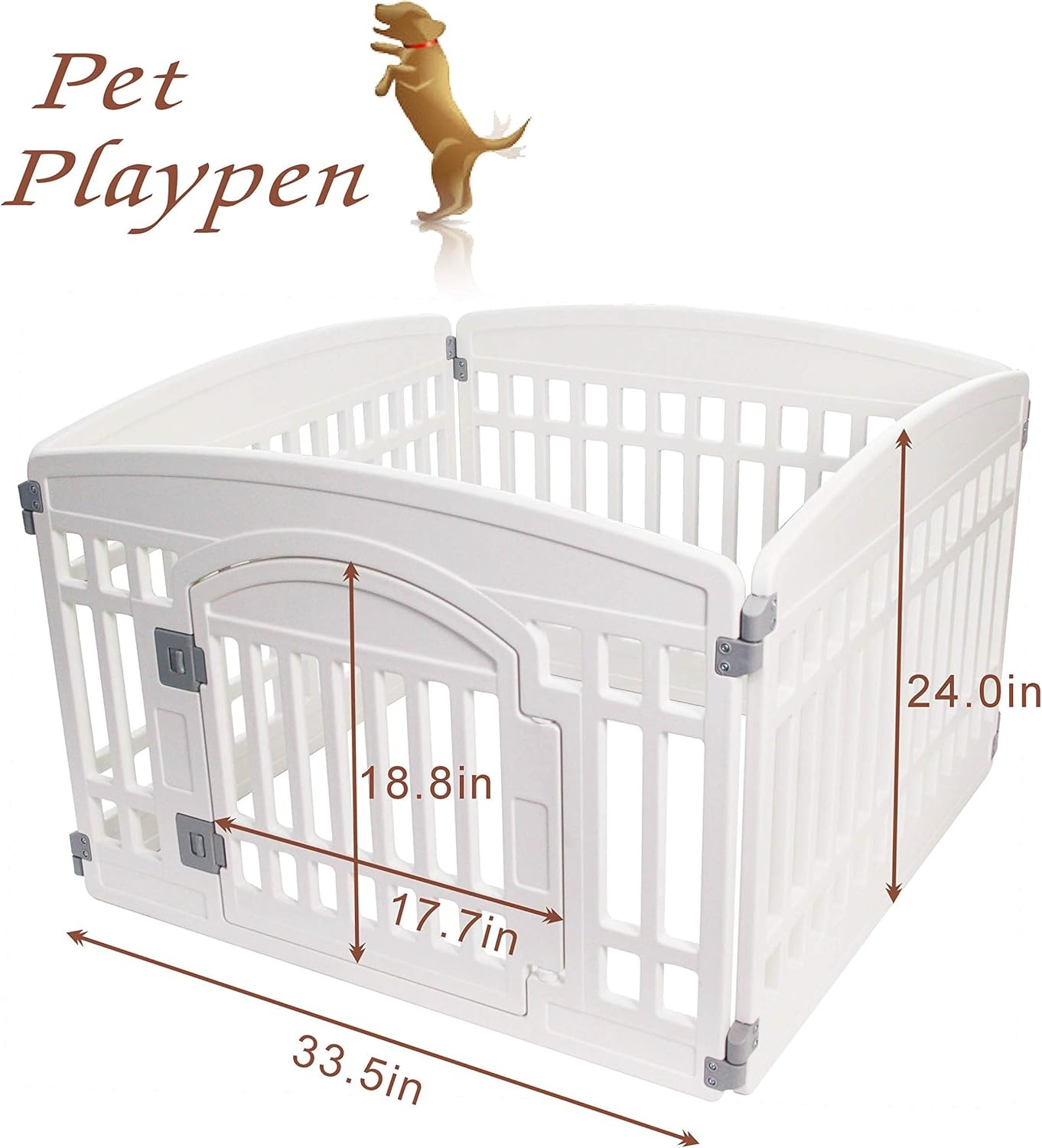 Huisdierbox, opvouwbare poort voor honden, zware plastic puppyoefenpen met deur, draagbaar, voor binnen en buiten, kleine huisdieren, omheining, puppy's, opvouwbare kooi met 4 panelen,