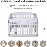 Huisdierbox, opvouwbare poort voor honden, zware plastic puppyoefenpen met deur, draagbaar, voor binnen en buiten, kleine huisdieren, omheining, puppy's, opvouwbare kooi met 4 panelen,