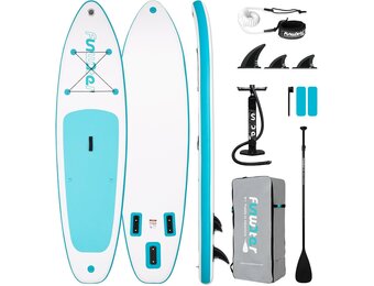 FunWater Opblaasbaar stand-up paddleboard, SUP-board, 320 cm, peddel, rugzak, 3 vinnen, pomp, lijn, SUP-board voor beginners en gevorderden