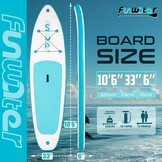 FunWater Opblaasbaar stand-up paddleboard, SUP-board, 320 cm, peddel, rugzak, 3 vinnen, pomp, lijn, SUP-board voor beginners en gevorderden