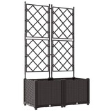 vidaXL Tuindruppel met Trellis 2 pcs Bruin 80 x 40 x 143 cm PP