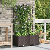 vidaXL Tuindruppel met Trellis 2 pcs Bruin 80 x 40 x 143 cm PP