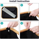 YOUDENOVA Wasmand met deksel, 85 liter, wasverzamelaar, smal, met waszak, opvouwbare wasmand, hout, bamboe, wasmand, hoge wasmand, zwart