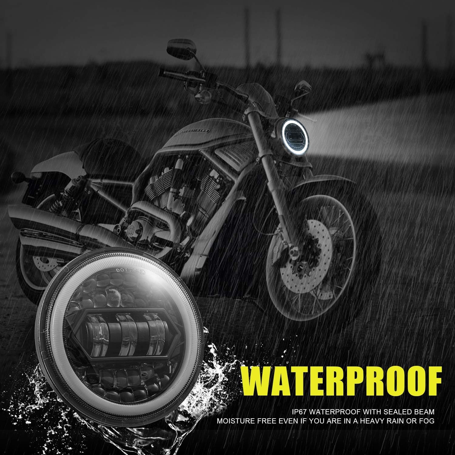 Motorfiets optiek, rond, 14,75 cm, led-koplamp, 200 W, 20.000 lm, 6000 K / 3000 K, dimlicht, 9-30 V, HI LO optische lichtbundel met schakelkabels H4-H13 IP67