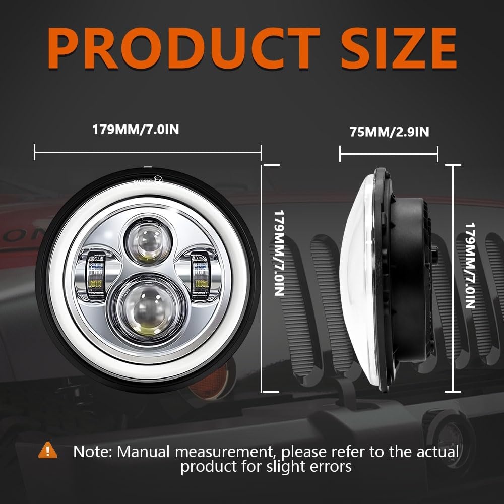 YUGUANG Paar 7 inch werklamp 100W 10.000lm 4 lenzen Angel Eyes 3000K + 6000K 4 verlichtingsmodi rond zwart LED off-road dimlicht DRL HI LO Beam voor Wrangler JK TJ LJ CJ Hummber H1 H2