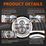 YUGUANG Paar 7 inch werklamp 100W 10.000lm 4 lenzen Angel Eyes 3000K + 6000K 4 verlichtingsmodi rond zwart LED off-road dimlicht DRL HI LO Beam voor Wrangler JK TJ LJ CJ Hummber H1 H2