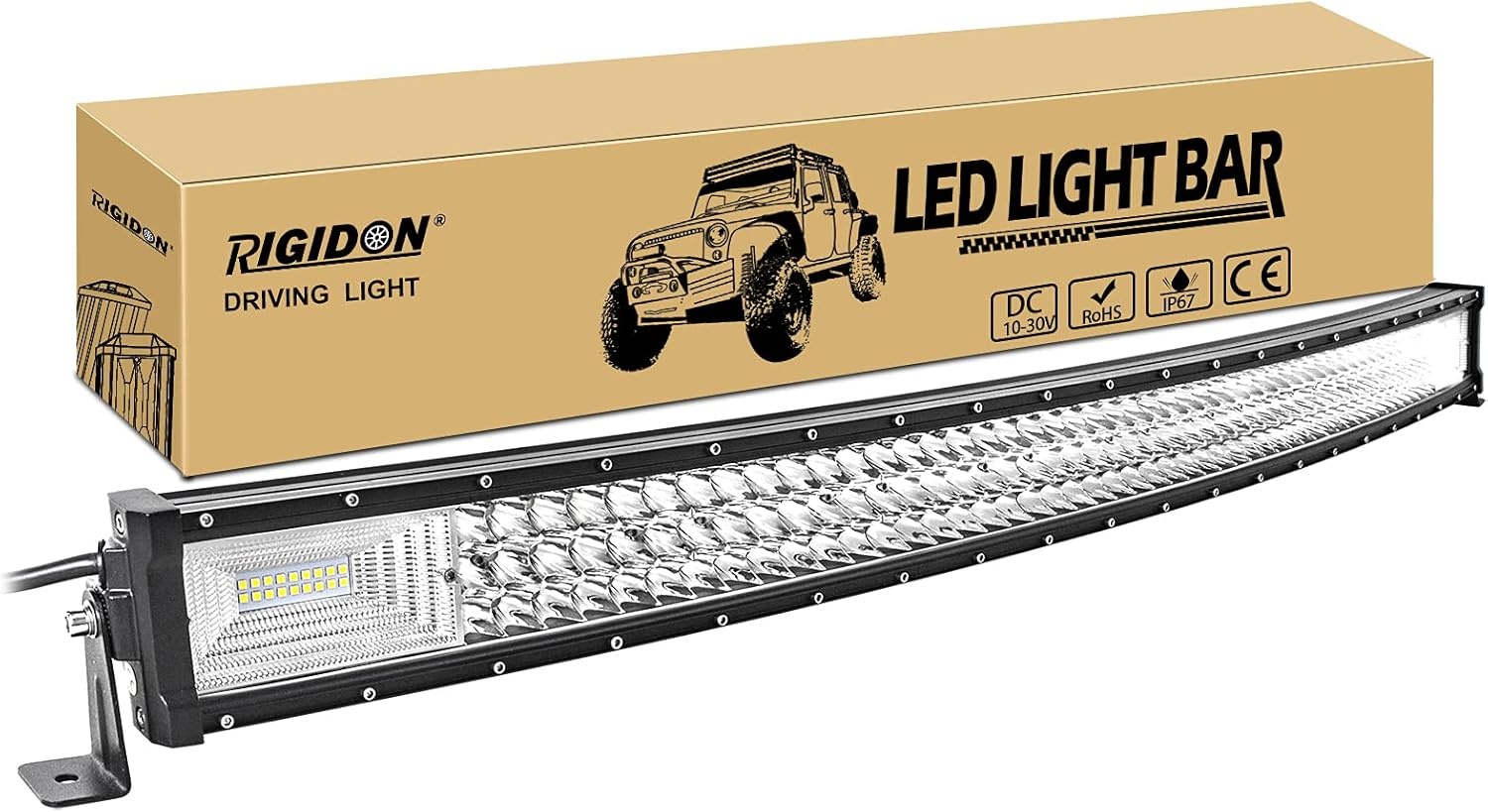 RIGIDON Curved Thin Slim Led Light Bar 42 inch 540W, 7D Tri row 12V 24V Fog Light for Car Off road Truck SUV UTE ATV 4x4, Flood Spot Combo Beam, Waterproof Driving Work Lamp, 6000K White Lighting