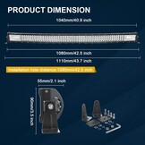 RIGIDON Curved Thin Slim Led Light Bar 42 inch 540W, 7D Tri row 12V 24V Fog Light for Car Off road Truck SUV UTE ATV 4x4, Flood Spot Combo Beam, Waterproof Driving Work Lamp, 6000K White Lighting