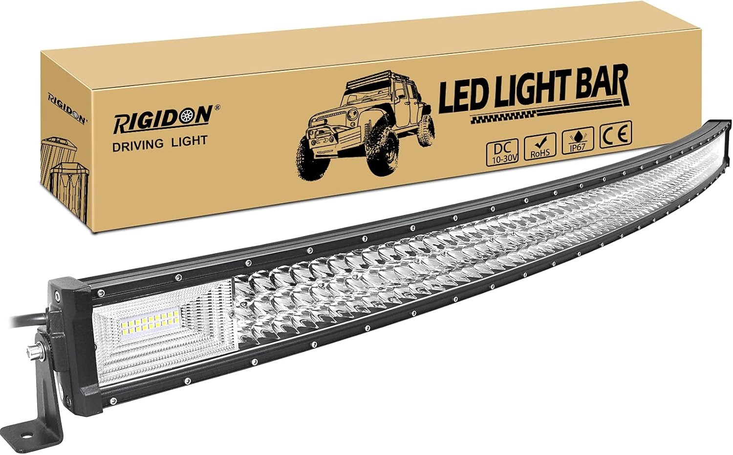 RIGIDON Curved Thin Slim Led Light Bar 42 inch 540W, 7D Tri row 12V 24V Fog Light for Car Off road Truck SUV UTE ATV 4x4, Flood Spot Combo Beam, Waterproof Driving Work Lamp, 6000K White Lighting
