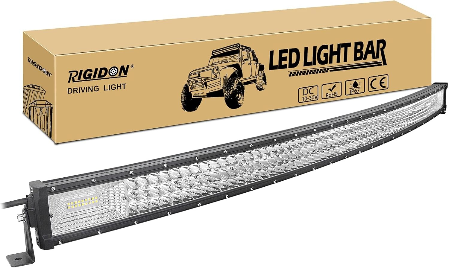 RIGIDON Curved Thin Slim Led Light Bar 42 inch 540W, 7D Tri row 12V 24V Fog Light for Car Off road Truck SUV UTE ATV 4x4, Flood Spot Combo Beam, Waterproof Driving Work Lamp, 6000K White Lighting