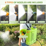 SYLSTAR Accu Aangedreven Rugspuit 12L, 5.5Bar Drukspuit Compatibel met Makita 18V Accu, Rugspuit met 5 Sproeikoppen, Telescopische Steel, voor Tuin en Gazon