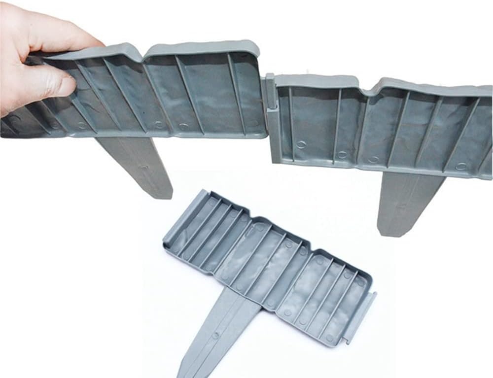 Garden fence, plastic, grey, garden edge in stone look, lawn edge mowing edge, palisade, garden, flower bed, plant, border garden fence for separating lawn from garden and flower beds (20 pieces)
