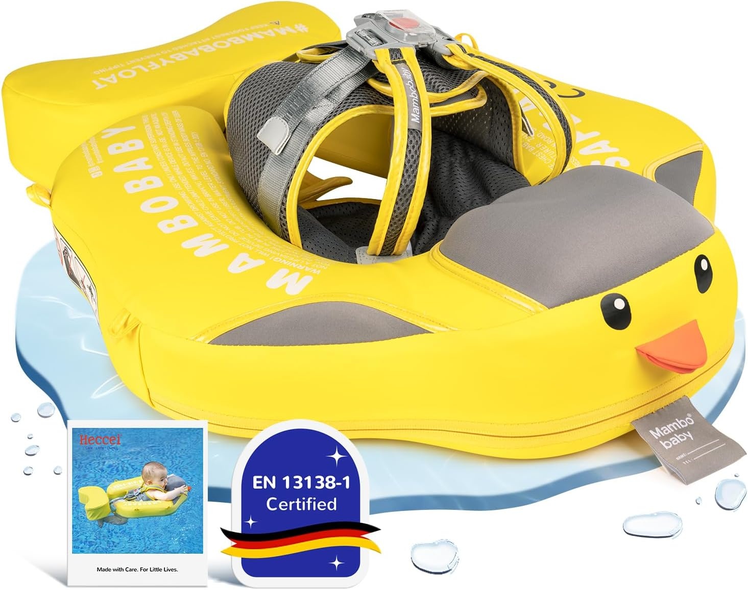 HECCEI Bouee Bebe Mambobaby Flotteur Flottant Non Gonflable pour Enfants, Bouée Bébé en Matériau Doux Idéal pour l'Apprentissage de la Natation pour Bébé de 3 à 24 Mois