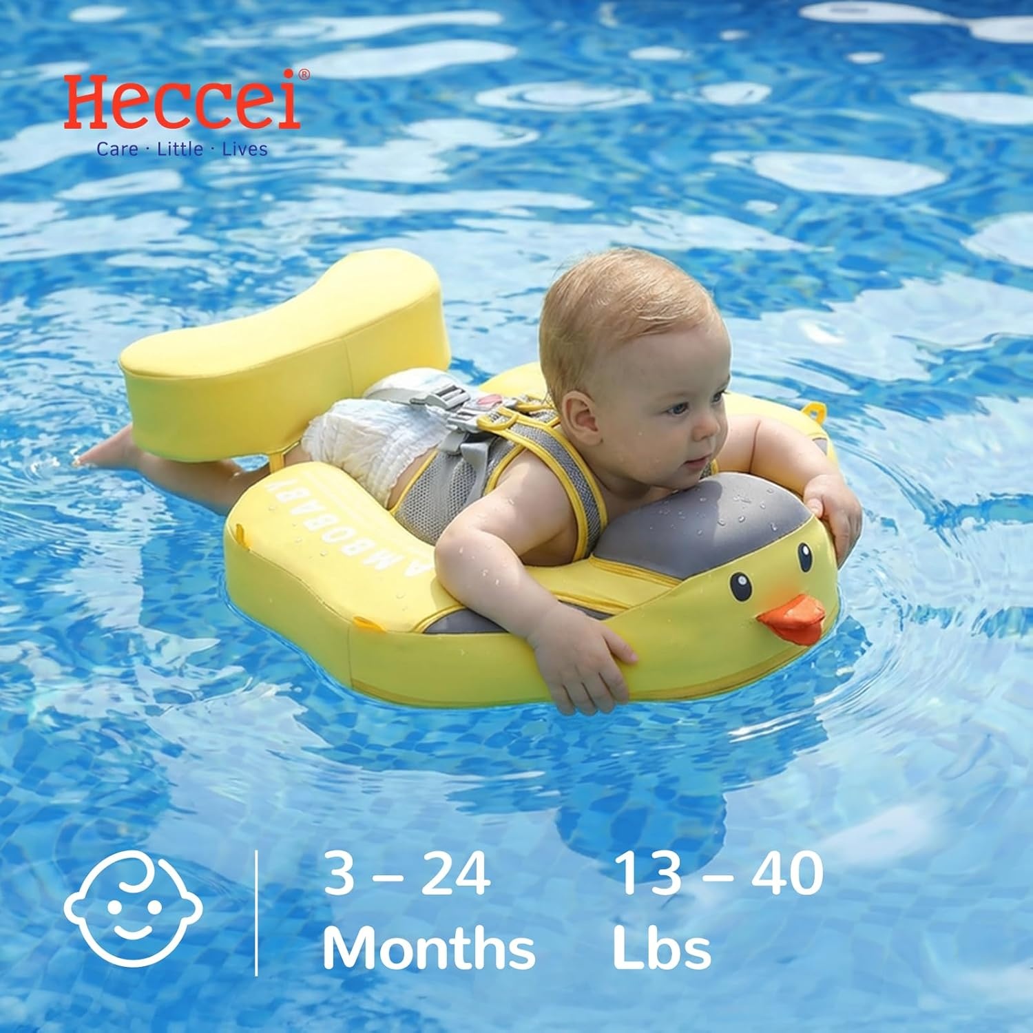 HECCEI Bouee Bebe Mambobaby Flotteur Flottant Non Gonflable pour Enfants, Bouée Bébé en Matériau Doux Idéal pour l'Apprentissage de la Natation pour Bébé de 3 à 24 Mois