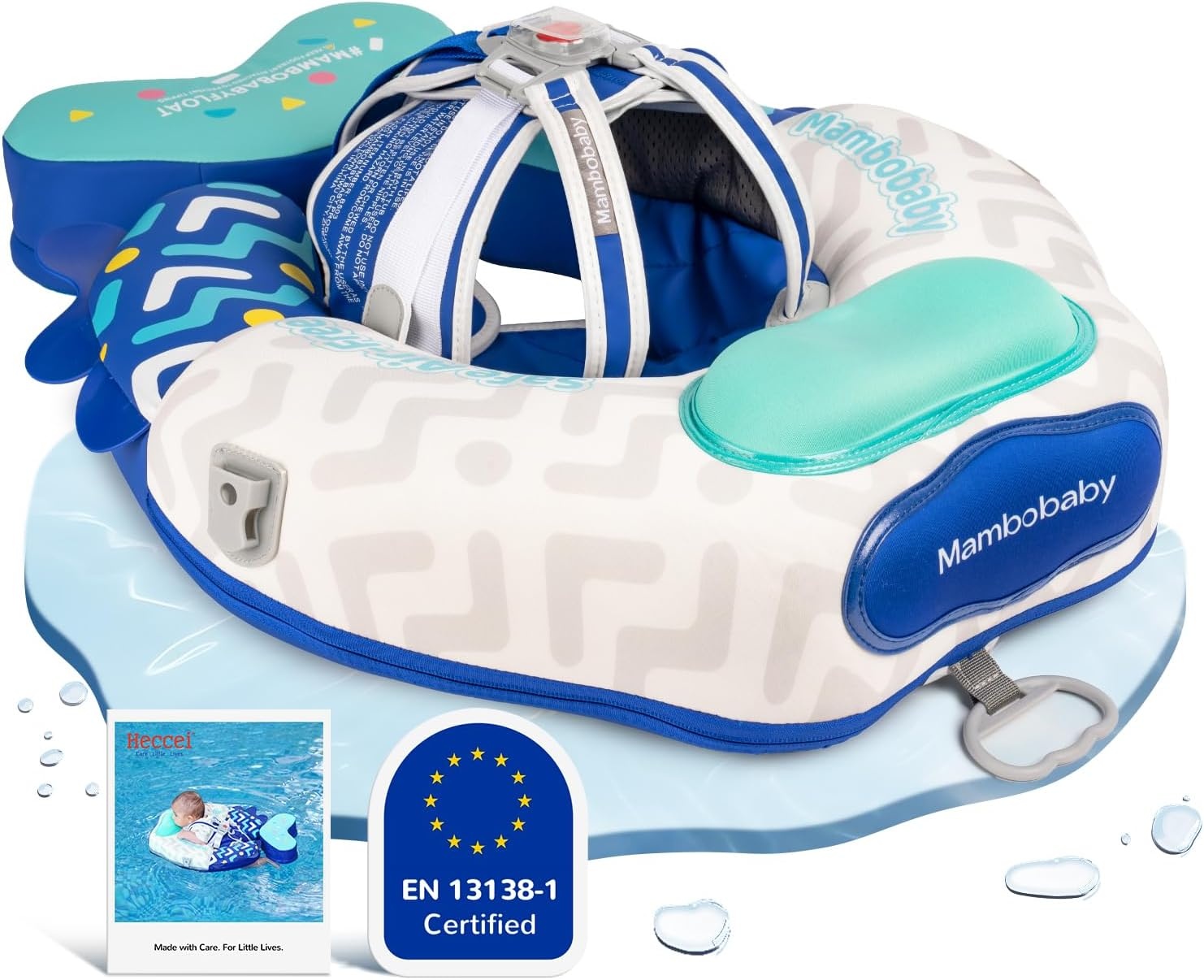 HECCEI Bouee Bebe Mambobaby Flotteur Flottant Non Gonflable pour Enfants, Bouée Bébé en Matériau Doux Idéal pour l'Apprentissage de la Natation pour Bébé de 3 à 24 Mois