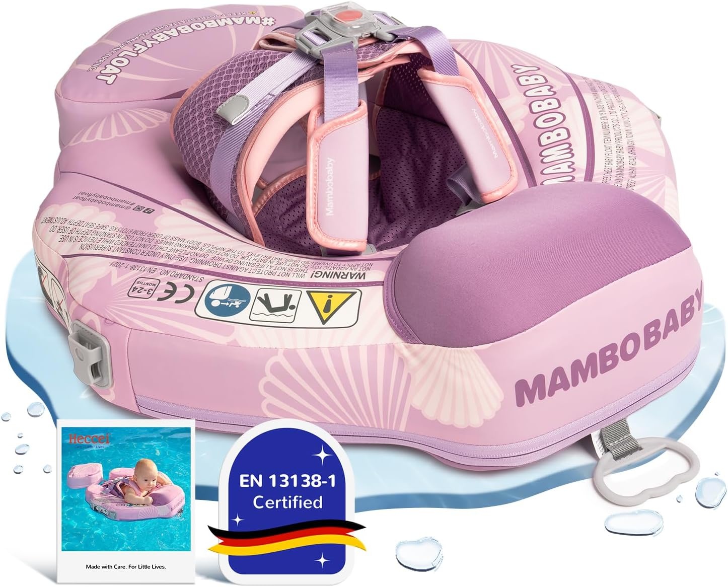 HECCEI Bouee Bebe Mambobaby Flotteur Flottant Non Gonflable pour Enfants, Bouée Bébé en Matériau Doux Idéal pour l'Apprentissage de la Natation pour Bébé de 3 à 24 Mois