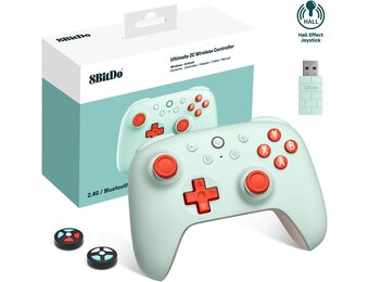8Bitdo Ultimate 2C Draadloze Controller voor Windows PC en Android, 1000Hz Polling Rate, Hall Effect Joysticks en Hall Triggers, Herinstelbare L4/R4 Bumpers, Turbofunctie (Mint)