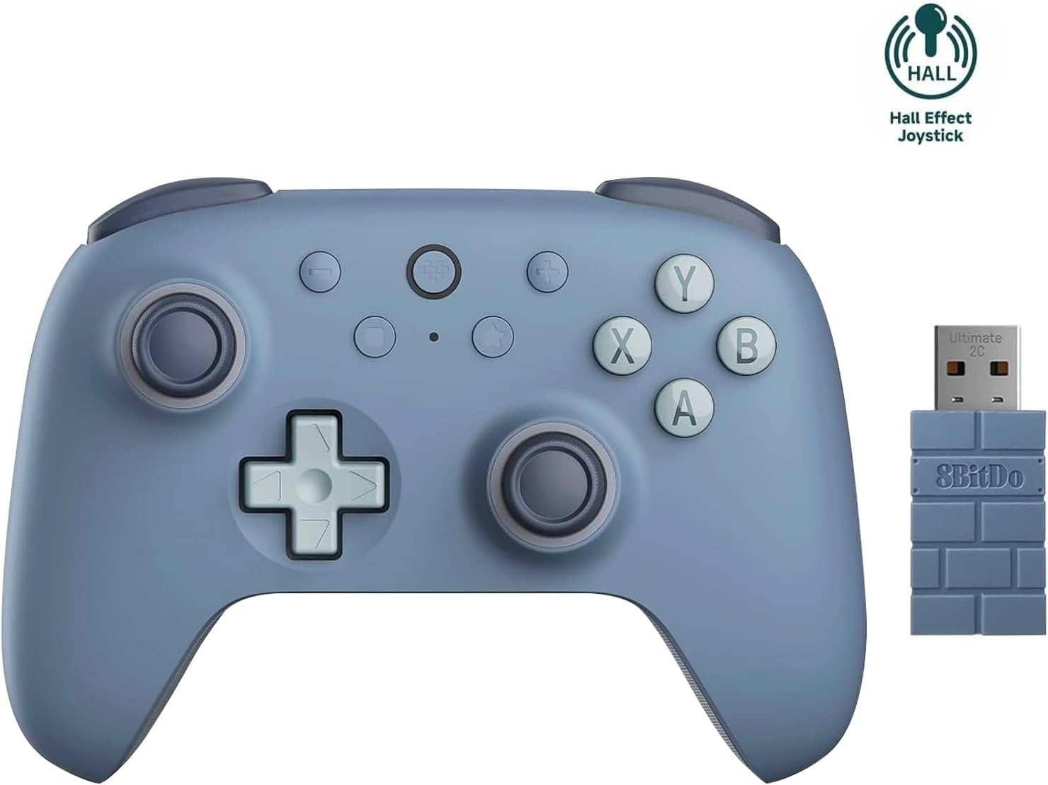 8Bitdo Ultimate 2C Draadloze Controller voor Windows PC en Android, 1000Hz Polling Rate, Hall Effect Joysticks en Hall Triggers, Herinstelbare L4/R4 Bumpers, Turbofunctie (Mint)