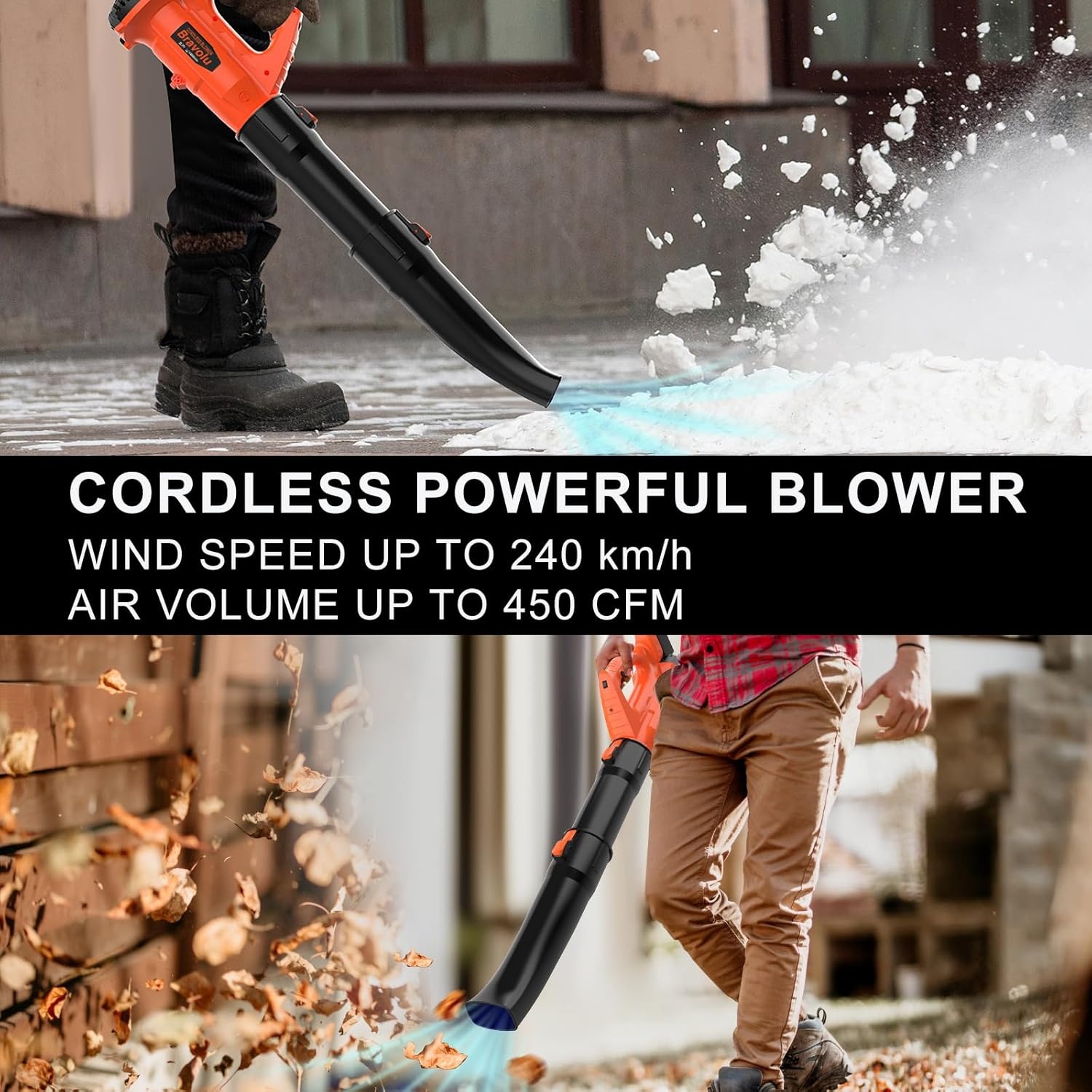 Bravolu Accu-bladblazer, 21 V, max. blaassnelheid 210 km/u, met 2 x 4,0 Ah accu en oplader, 6 versnellingen