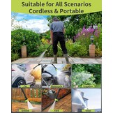 Accu-hogedrukreiniger 120 bar met borstelloze motor, 3 standen instelbaar, mobiele reiniger met 2 4,0 Ah en 6-in-1 mondstuk voor autowassen, tuinreiniging