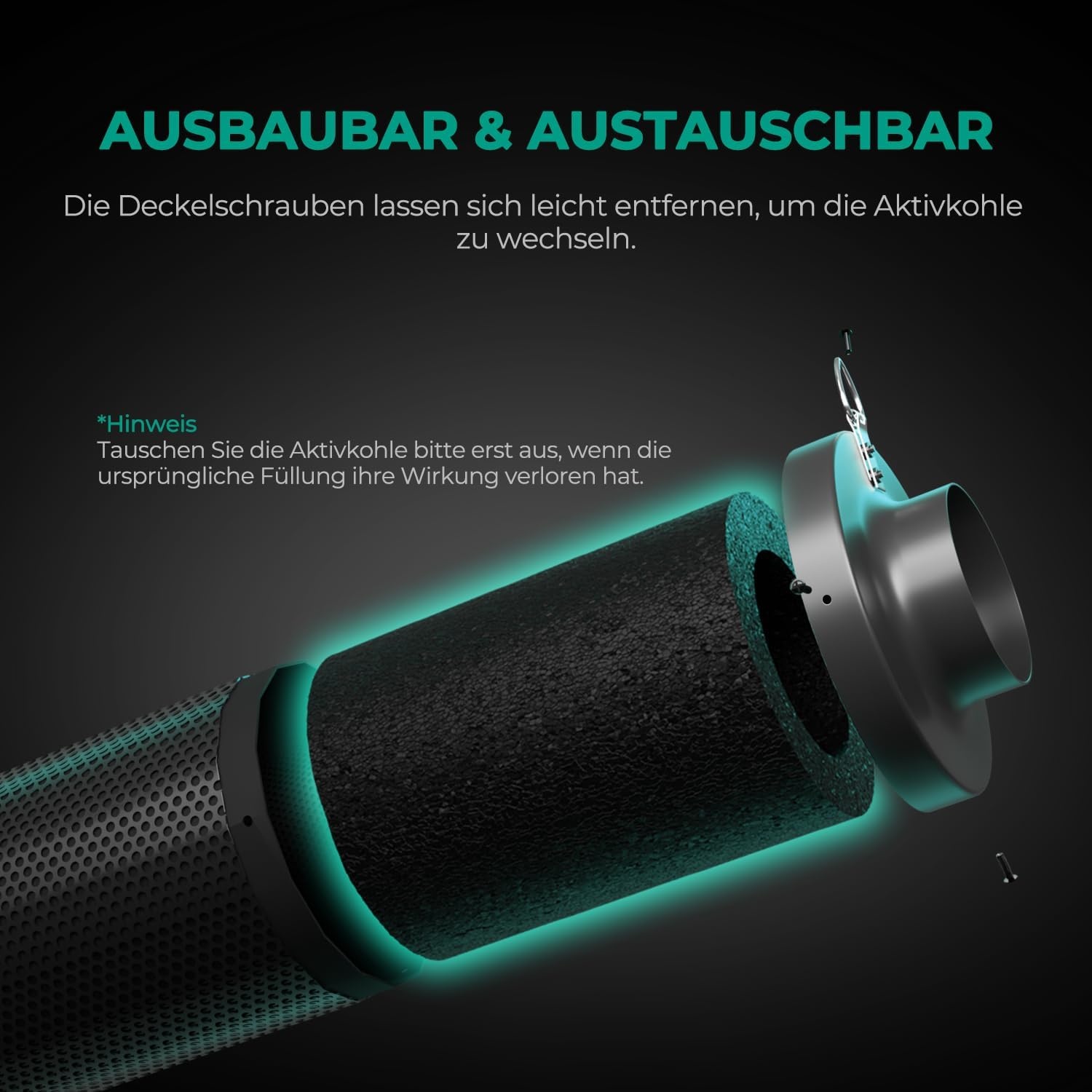 MARS HYDRO Actieve koolfilter, 150 mm, koolstoffilter, geurcontrole met Australische actieve kool, verwisselbare koolstofkern, koolstoffilter voor buisventilator, kweektent, incl. voorfilter