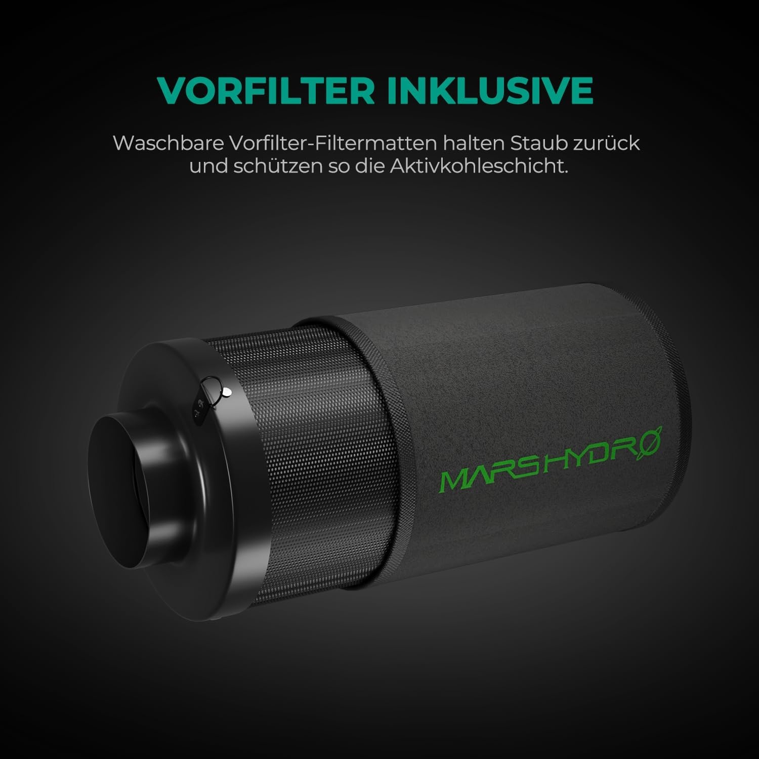 MARS HYDRO Actieve koolfilter, 150 mm, koolstoffilter, geurcontrole met Australische actieve kool, verwisselbare koolstofkern, koolstoffilter voor buisventilator, kweektent, incl. voorfilter