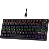 Newmen GM326 Mechanical Keyboard with Cable, Gaming Keyboard 75% Percentage, TKL Hot Swap LED Lights, USB C Mini Mechanical Keyboard with Button, for PC/Win/Mac, QWERTY Layout, Black, Red