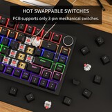 Newmen GM326 Mechanical Keyboard with Cable, Gaming Keyboard 75% Percentage, TKL Hot Swap LED Lights, USB C Mini Mechanical Keyboard with Button, for PC/Win/Mac, QWERTY Layout, Black, Red