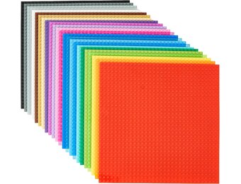 Strictly Briks - Klassieke stapelbare bouwplaten - 100% compatibel met alle grote merken - om torens, tafels en meer mee te bouwen! - 24 stuks - 24 kleuren - 25,5 x 25,5 cm