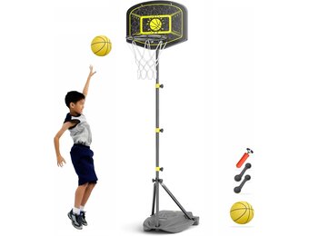 Basketbalkorf met standaard, 110-190 cm, in hoogte verstelbaar, outdoor- en indoorspeelgoed voor kinderen