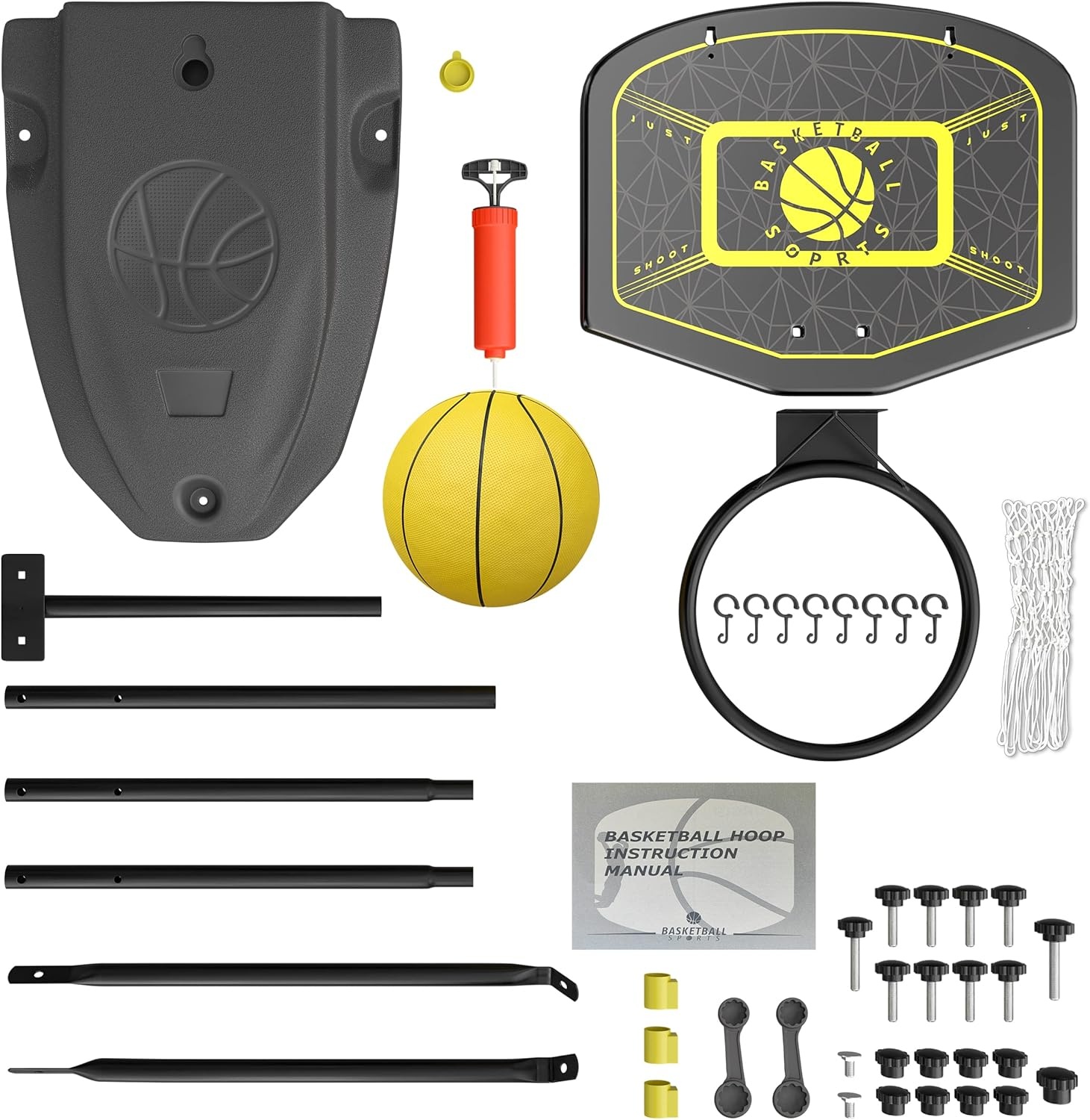 Basketbalkorf met standaard, 110-190 cm, in hoogte verstelbaar, outdoor- en indoorspeelgoed voor kinderen