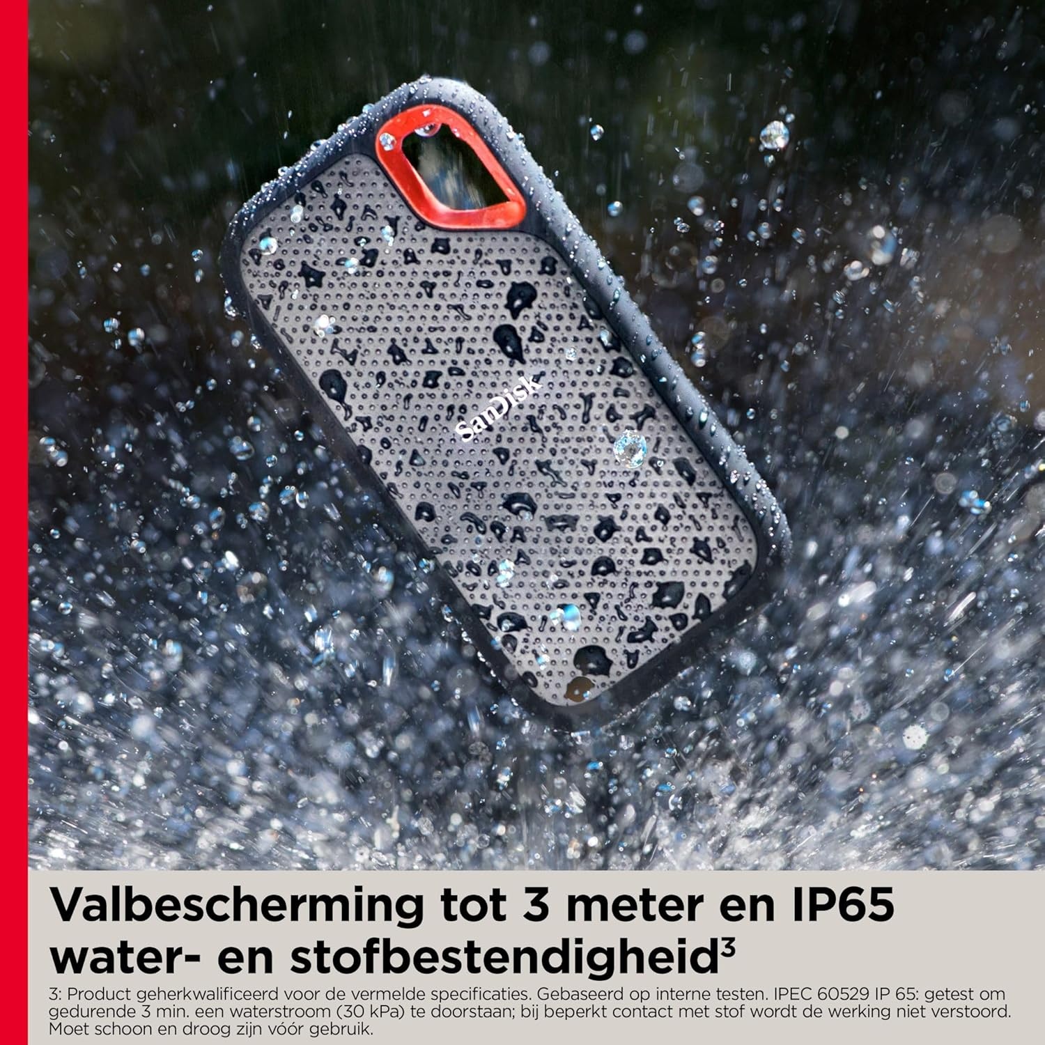 SanDisk Extreme Portable SSD Draagbare Schijven 1 TB (NVMe Solid State-Prestaties, 2,5 Inch, Lees-/schrijfsnelheden Van 1050/1000 MB/s, Water- En Stofbestendigheid, AES-Hardwareversleuteling) Grijs