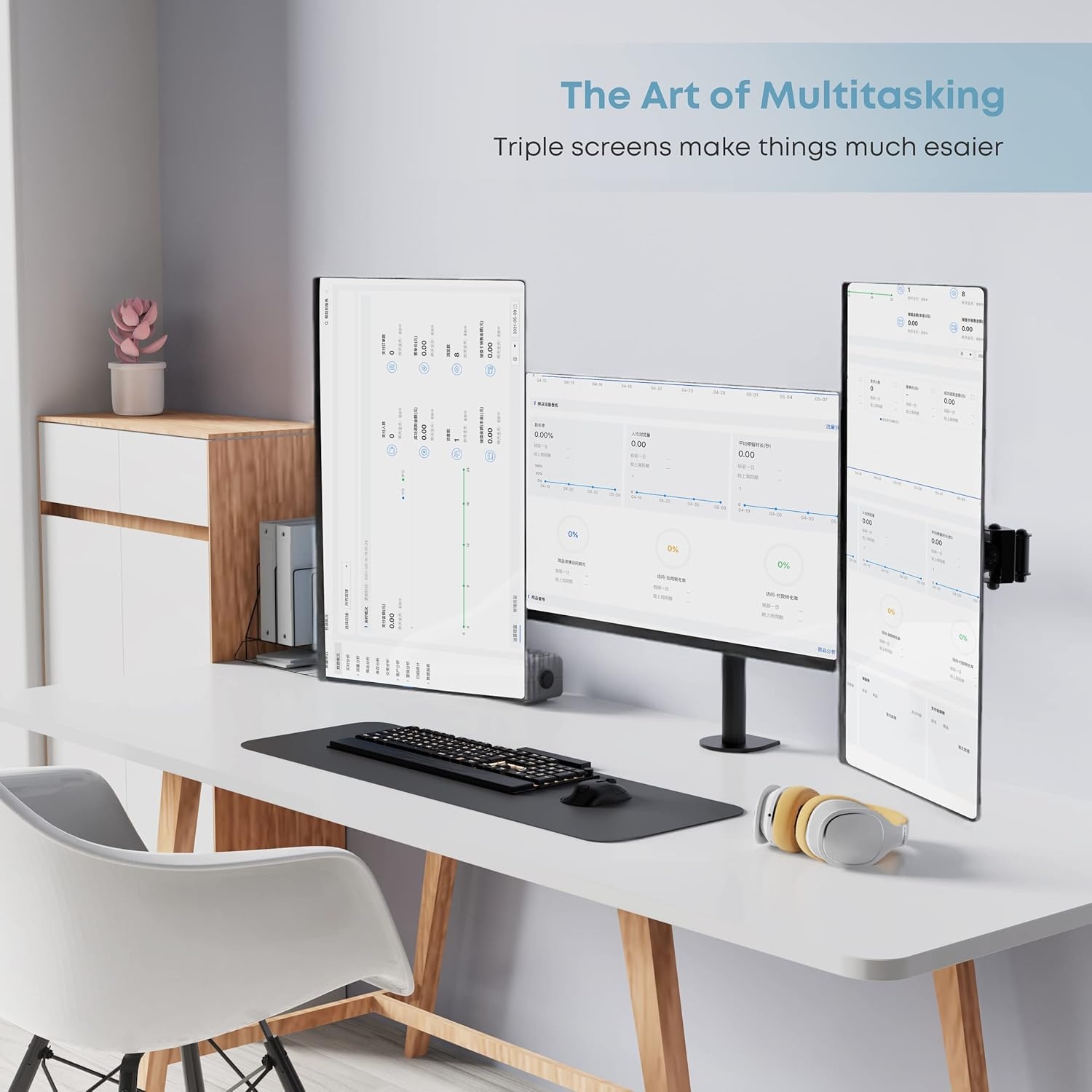 PUTORSEN Desktop PC Monitor voor 3 LED LCD schermen van 13 "-27" – Clamp Uitgerust met maximale belasting 7 kg per monitor