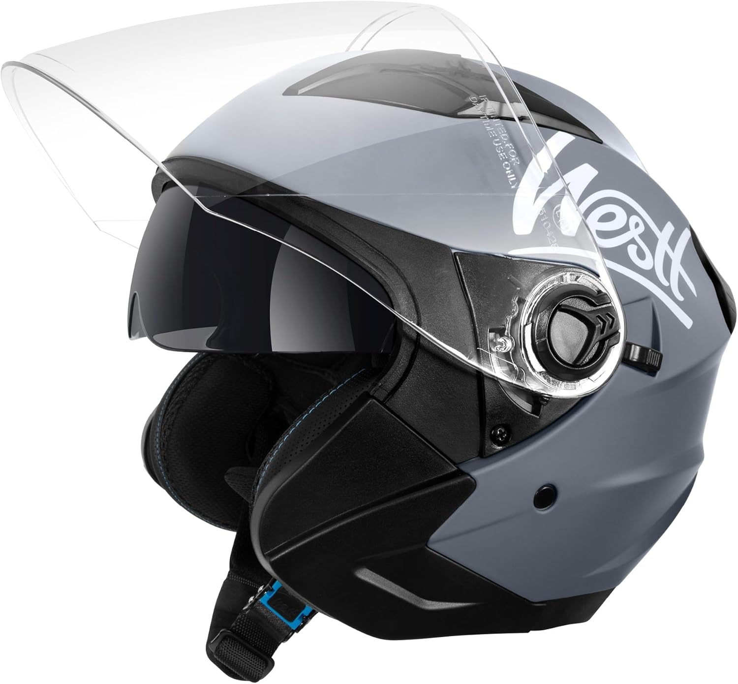 Westt Jethelm Motorradhelm mit Visier und Sonnenblende, ECE 22.06 Zertifiziert, Leichter Open-Face Helm für Roller, Moped, Mofa, Chopper – Damen & Herren