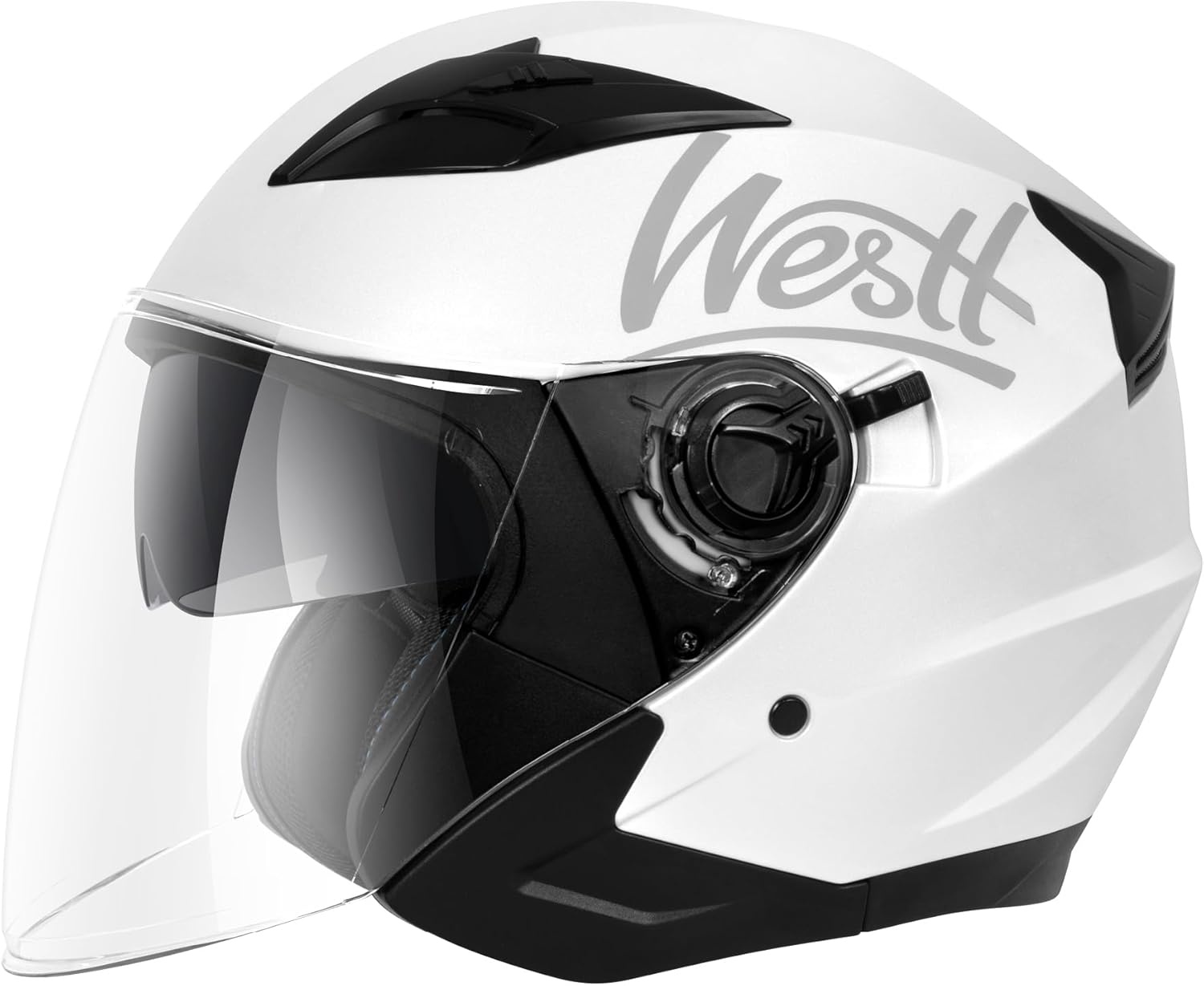 Westt Jethelm Motorradhelm mit Visier und Sonnenblende, ECE 22.06 Zertifiziert, Leichter Open-Face Helm für Roller, Moped, Mofa, Chopper – Damen & Herren