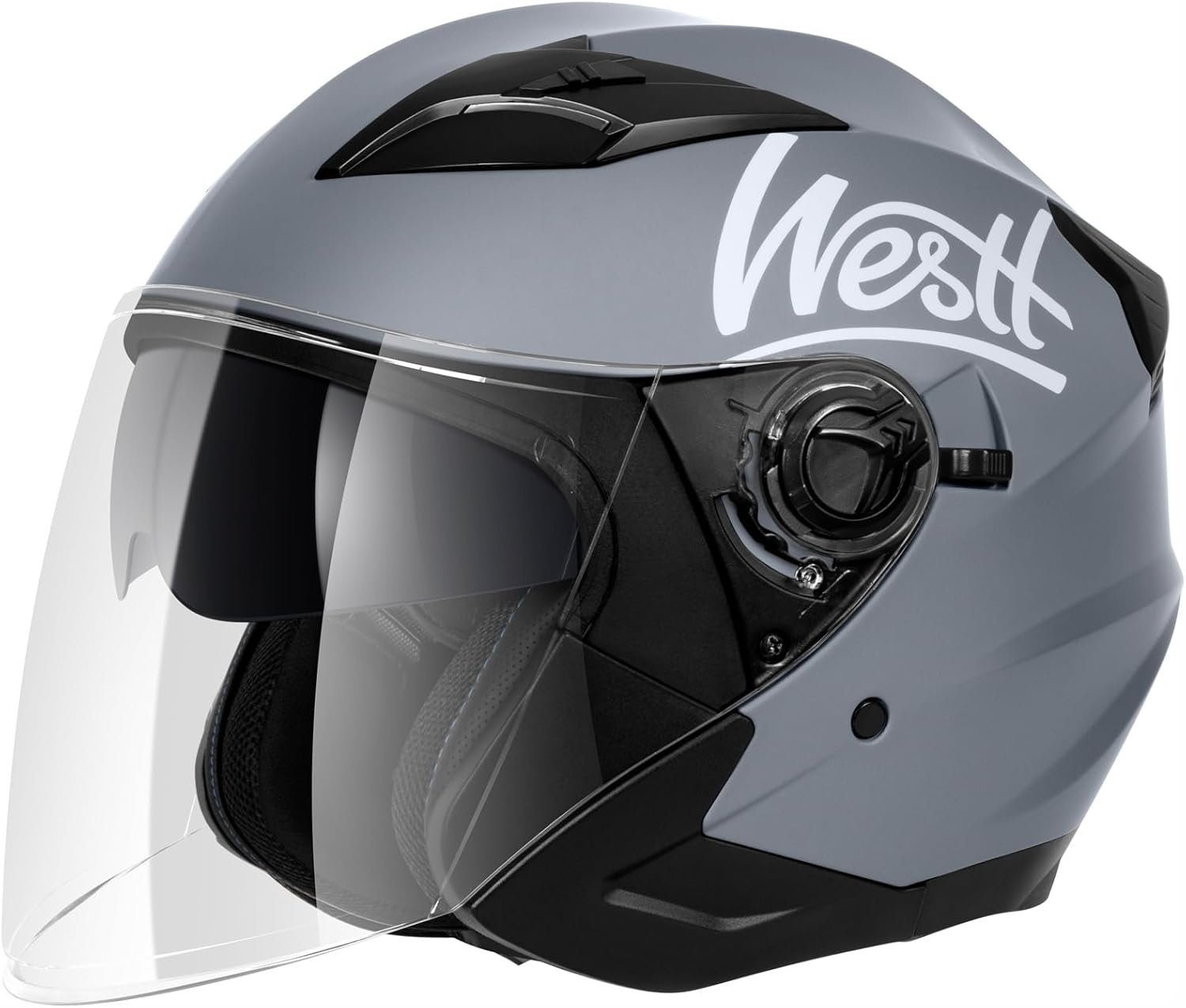 Westt Jethelm Motorradhelm mit Visier und Sonnenblende, ECE 22.06 Zertifiziert, Leichter Open-Face Helm für Roller, Moped, Mofa, Chopper – Damen & Herren