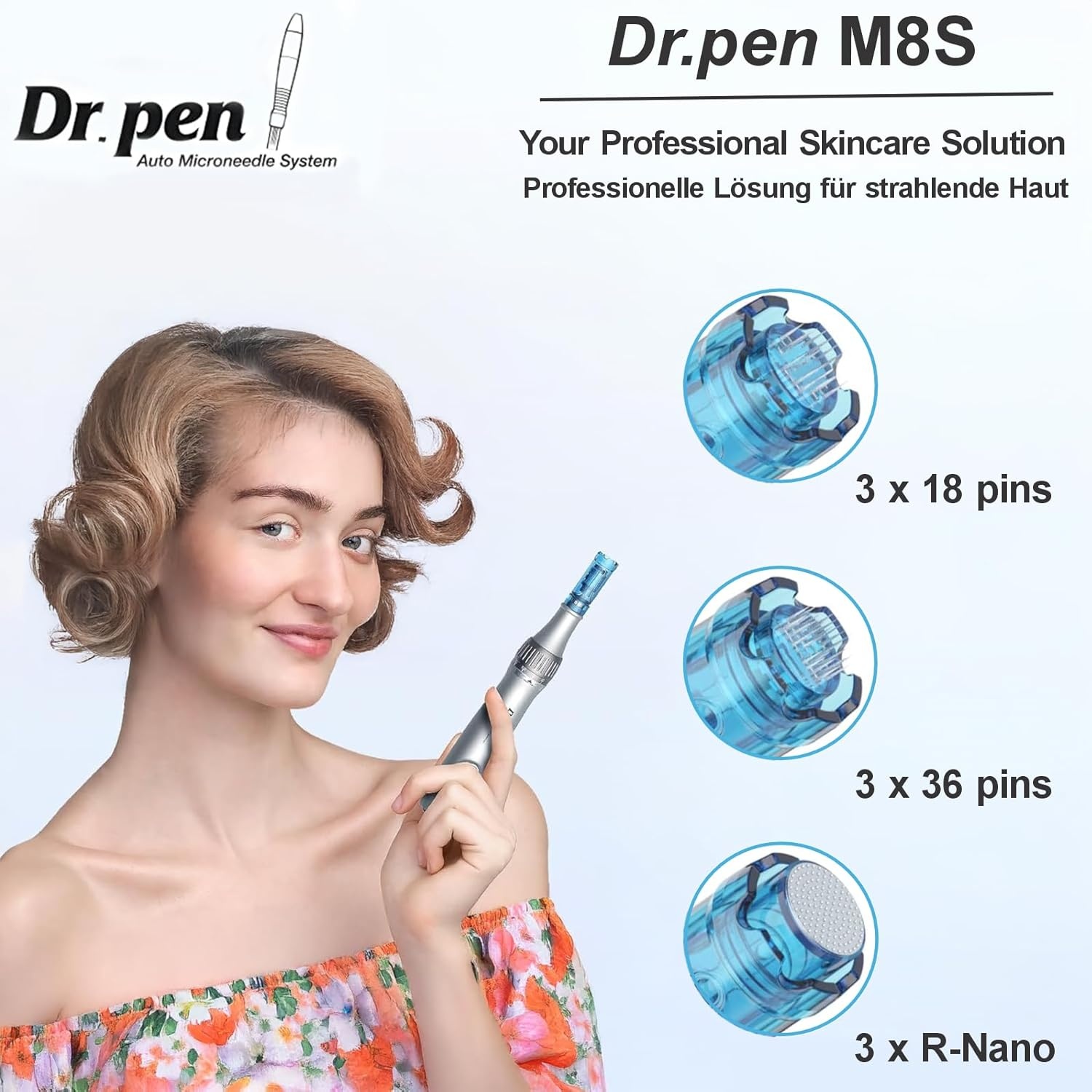 Dr. pen Ultima M8S Microneedling Pen - Professional Wireless Derma Pen with 9 Replacement Cartridges