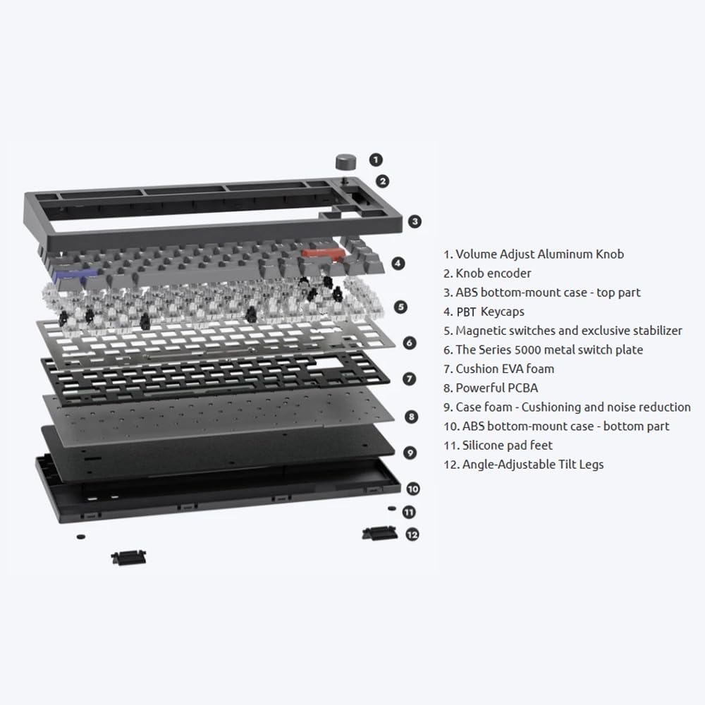 DrunkDeer A75 Rapid Trigger Magnetic Switch Gaming Keyboard 82 Keys PBT Keycap OEM Profile Double Shot USB Wired Compact 75% Layout, White