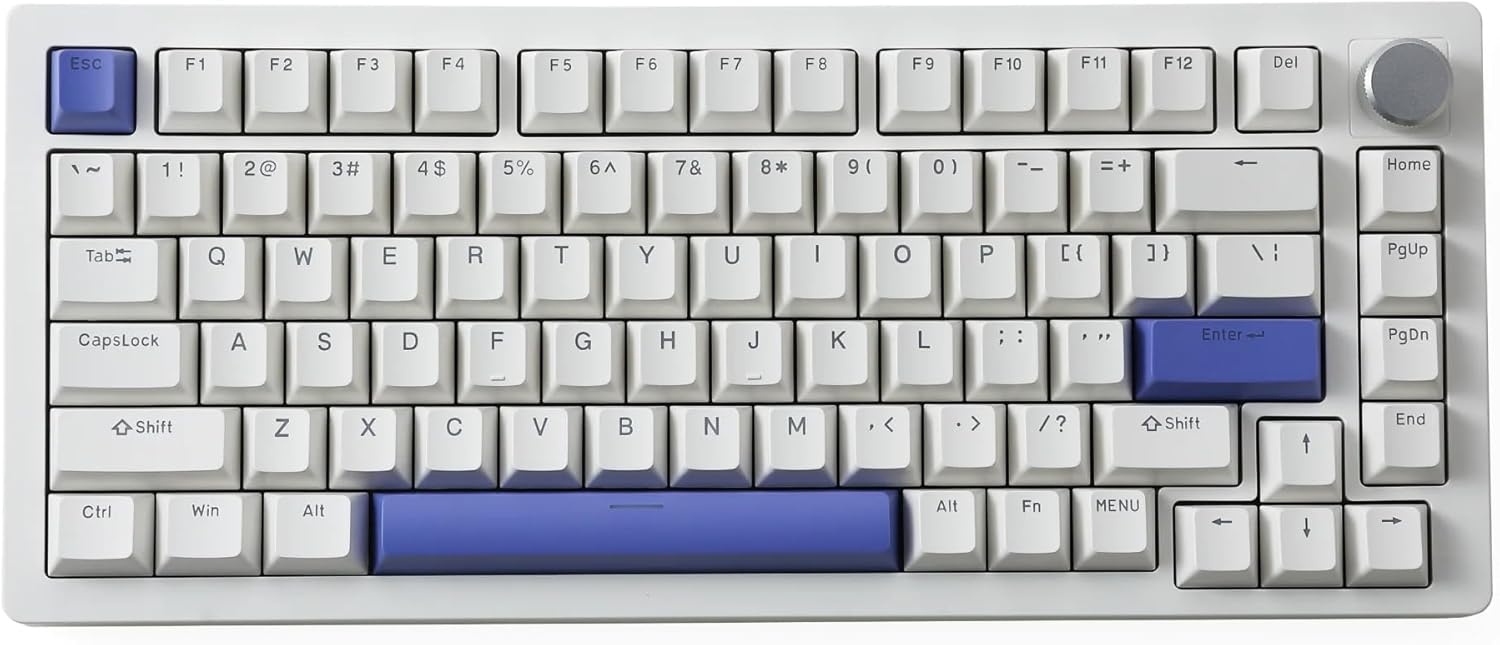 DrunkDeer A75 Rapid Trigger Magnetic Switch Gaming Keyboard 82 Keys PBT Keycap OEM Profile Double Shot USB Wired Compact 75% Layout, White