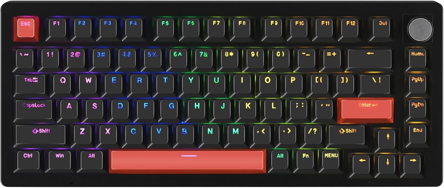 DrunkDeer A75 Rapid Trigger Magnetic Switch Gaming Keyboard 82 Keys PBT Keycap OEM Profile Double Shot USB Wired Compact 75% Layout, White