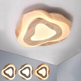 Houten LED-Plafondlamp | Ø40cm 36W 3300Lm | 3000K-6000K Dimbaar Met Afstandsbediening, Moderne Natuurlijke Houten + Acryl Wolkenlamp, Woonkamer Kind Slaapkamer Keuken Eetkamer Thuiskantoor