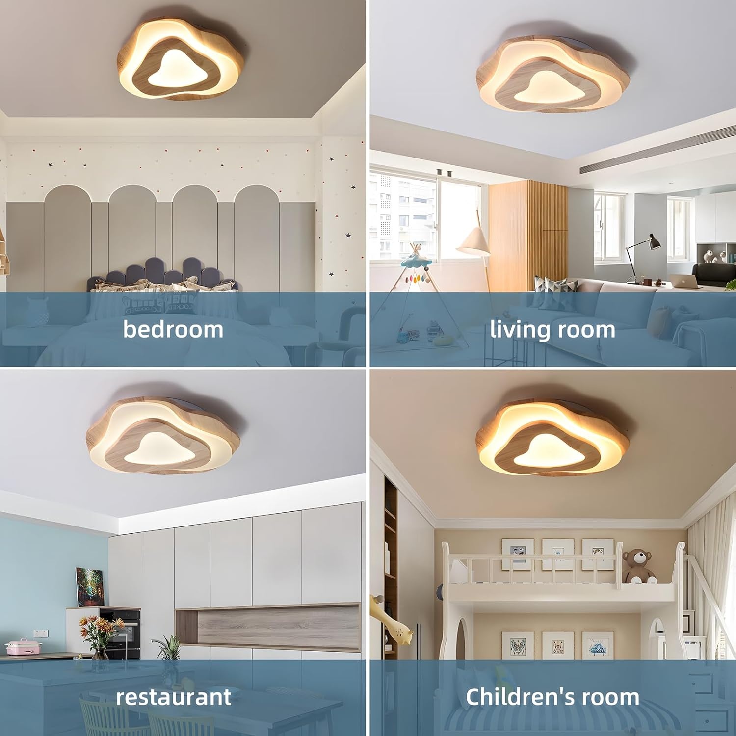 Houten LED-Plafondlamp | Ø40cm 36W 3300Lm | 3000K-6000K Dimbaar Met Afstandsbediening, Moderne Natuurlijke Houten + Acryl Wolkenlamp, Woonkamer Kind Slaapkamer Keuken Eetkamer Thuiskantoor