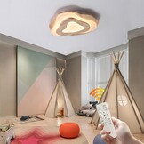Houten LED-Plafondlamp | Ø40cm 36W 3300Lm | 3000K-6000K Dimbaar Met Afstandsbediening, Moderne Natuurlijke Houten + Acryl Wolkenlamp, Woonkamer Kind Slaapkamer Keuken Eetkamer Thuiskantoor