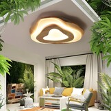 Houten LED-Plafondlamp | Ø40cm 36W 3300Lm | 3000K-6000K Dimbaar Met Afstandsbediening, Moderne Natuurlijke Houten + Acryl Wolkenlamp, Woonkamer Kind Slaapkamer Keuken Eetkamer Thuiskantoor