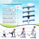 Stompa Kinderstep vanaf 2 jaar, 3-wieler met led-lichtgevende wielen en zitting, in hoogte verstelbare step, opvouwbaar, 2-in-1 driewieler voor jongens en meisjes