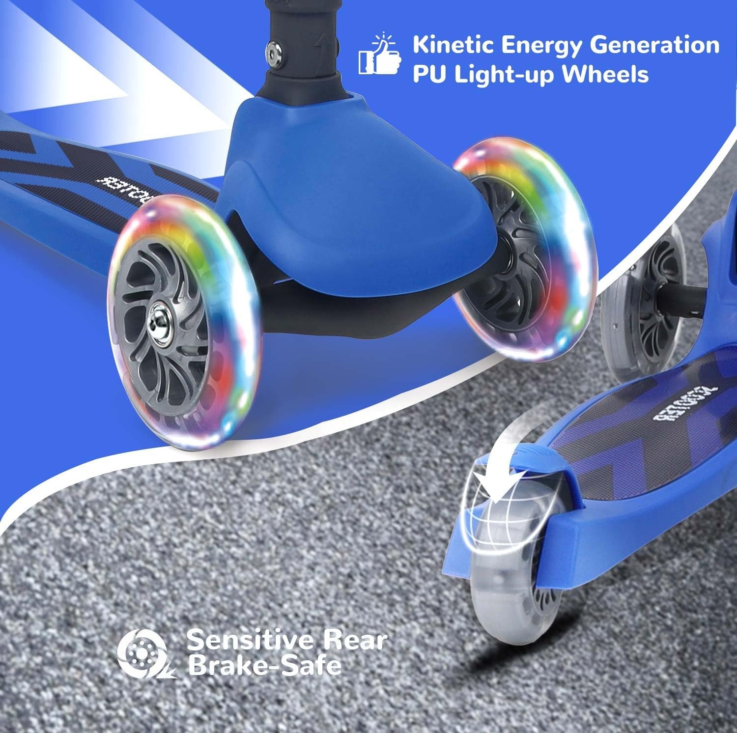 Stompa Kinderstep vanaf 2 jaar, 3-wieler met led-lichtgevende wielen en zitting, in hoogte verstelbare step, opvouwbaar, 2-in-1 driewieler voor jongens en meisjes