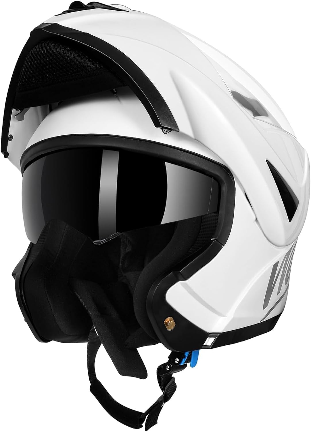 Westt Motorcycle Helmets for Women - Full Face Motorcycle Helmet Liftable Chin - Motorcycle Dirtbike Helmets Dual Visor DOT Approved(XL/White Torque)