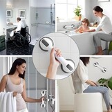 Set of 2 Support Bars for Bathroom with Suction Cup 30 cm Safety Handle No Drilling for Shower and Bathtub Non-Slip for Elderly Children Grey