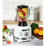 Homtone 10-in-1 elektrische keukenmachine, 1000 W, glazen mixer 1,5 l, 3 l kom, snijden, hakken, raspen, mixen, pureren, deeg, 6 instellingen, thuisgebruik, wit